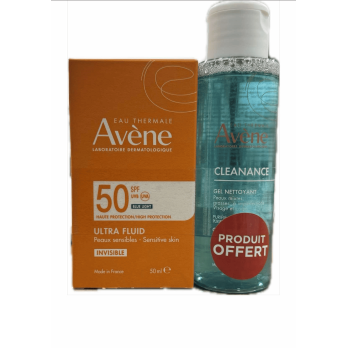 AVENE ECRAN ULTRA FLUID INVISIBLE + CLEANANCE GEL NETTOYANT 100 ML OFFERT